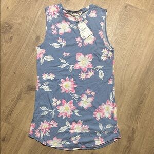 Billabong Vacation Floral Tank Top. Pink and blue surfer style